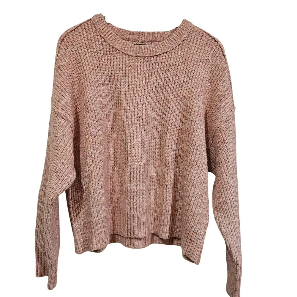 American Eagle Chenille Ribbed Knit Sweater Dusty Rose/Mauve Size XL - Picture 1 of 5